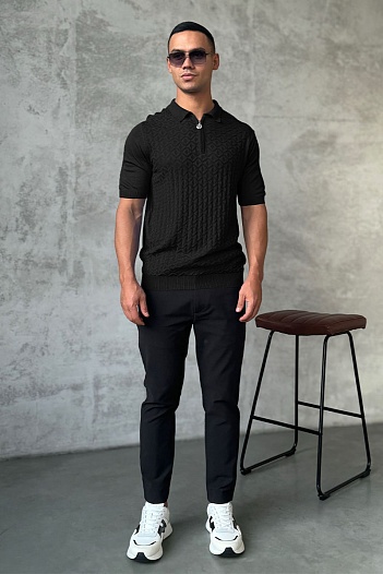 Мужское поло Stefano Ricci чёрного цвета   