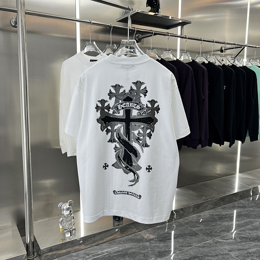 Белая оверсайз футболка Chrome Hearts Premium   