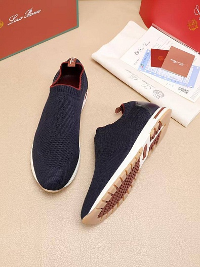 Мужские текстильные кроссовки Loro Piana Lp Flexy Active - Navy   