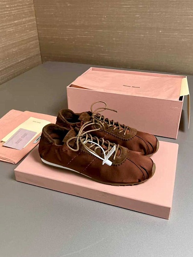 Женские кроссовки MIU MIU Plume Satin premium   