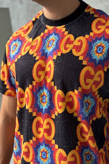 Брендовая мужская футболка Gucci GG logo all-over   