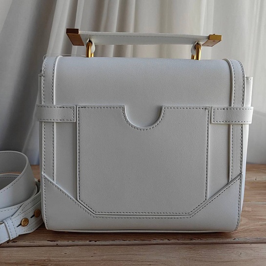 Женская кожаная сумка Balmain B-Buzz 23x21x11 см - White