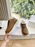 Женские замшевые кроссовки с мехом Prada Premium - Chestnut