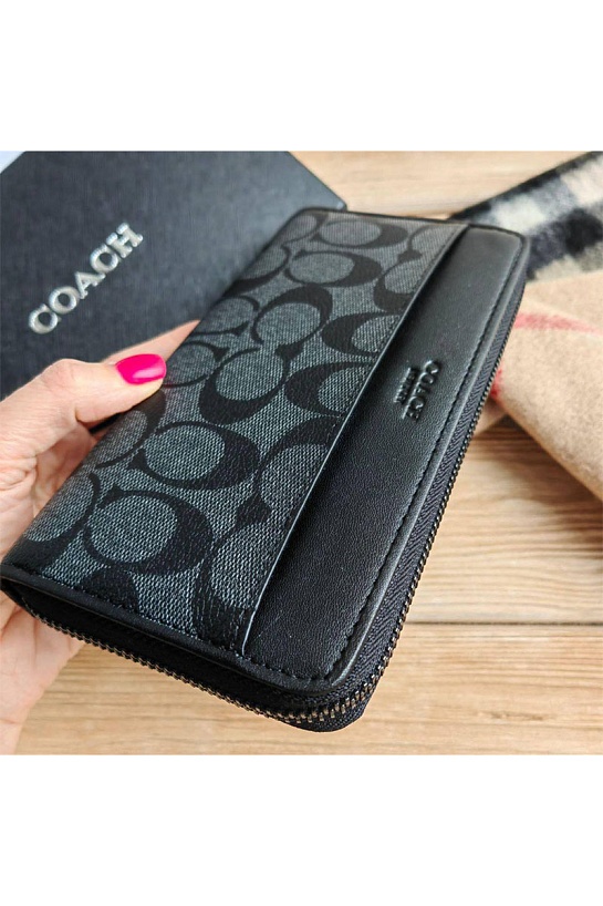 Кожаный кошелёк Coach monogram 20x10 см