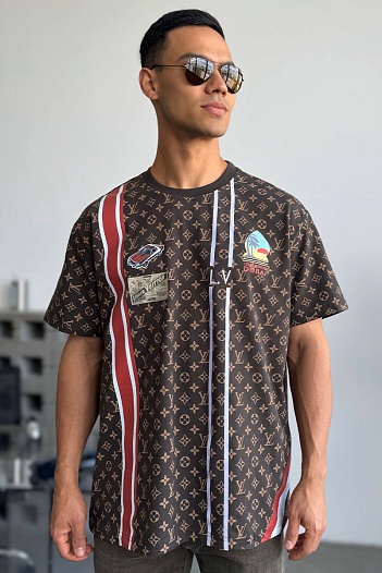 Мужская футболка Louis Vuitton Monogram All-over "Dubai" - Brown   