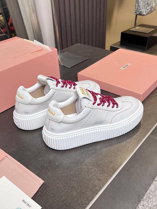 Женские кожаные кроссовки MIU MIU Premium