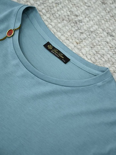 Мужская серо-голубая футболка Loro Piana premium   