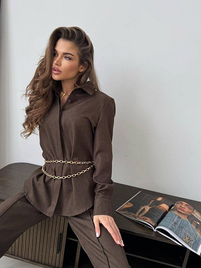 Женский костюм Loro Piana premium коричневого цвета   