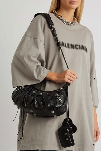 Кожаная сумка Balenciaga Le Cagole Small - Black 40x16 см   