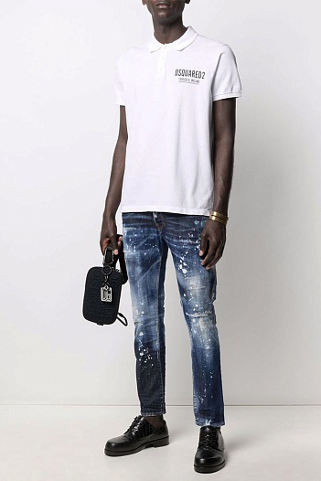 Мужское поло Dsquared2 Ceresio 9 Milano - White   