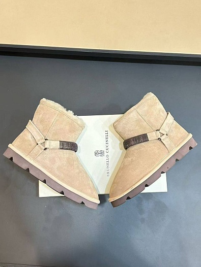 Женские замшевые угги с мехом Brunello Cucinelli Monili Premium   