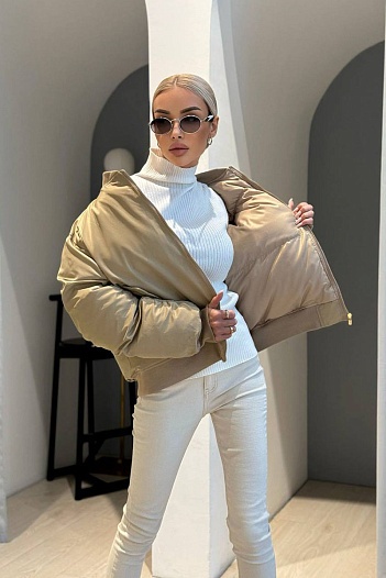 Женский бежевый бомбер MIU MIU Premium   