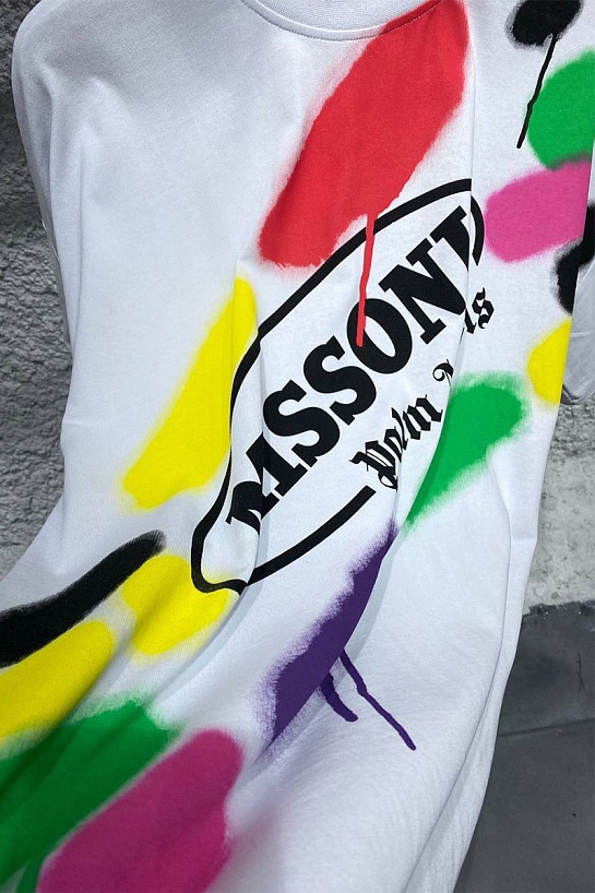 Кремовая оверсайз футболка Palm Angels x Missoni Sport Loose