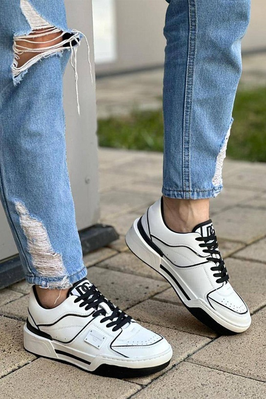 Женские кожаные кроссовки Dolce & Gabbana New Roma - White / Black