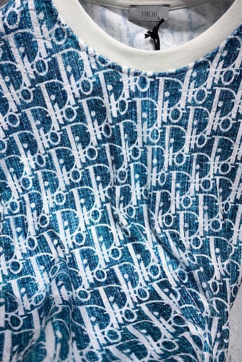 Мужская футболка Dior Oblique - Green / White   