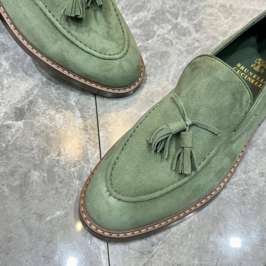 Замшевые лоферы Brunello Cucinelli tassels - Green   