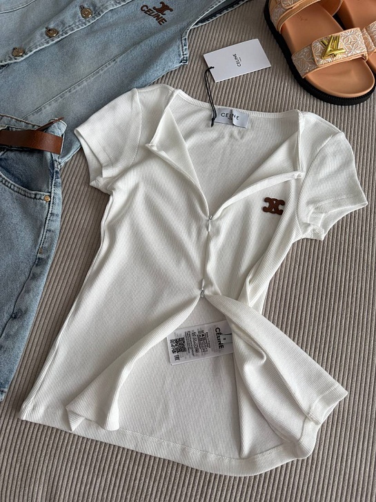 Белая женская футболка Celine premium