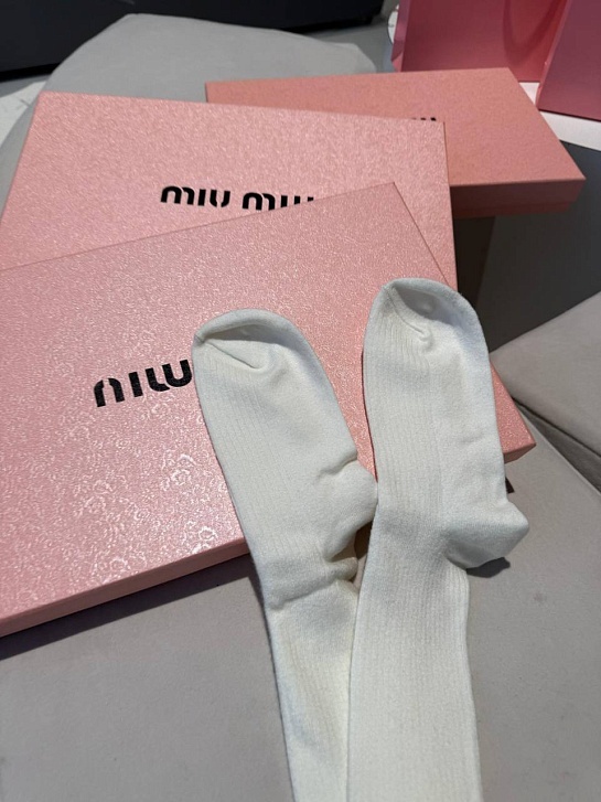 Женские кашемировые колготы MIU MIU белого цвета