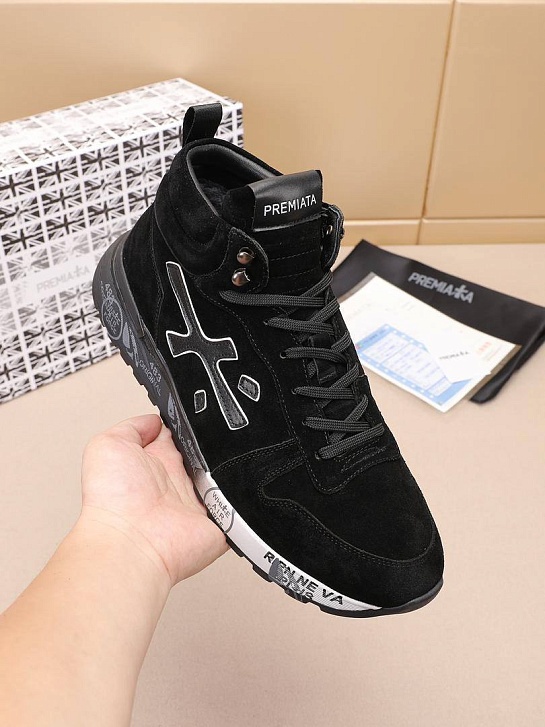 Замшевые кроссовки с мехом Premiata high-top - Black