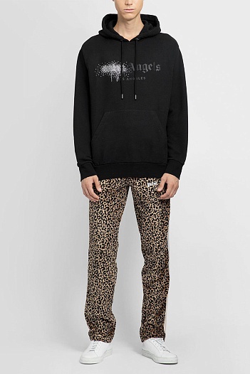 Чёрное худи Palm Angels rhinestone-embellished logo print   