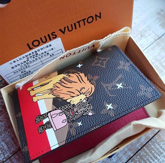 Кожаная обложка на паспорт Louis Vuitton Monogram 10х14 см