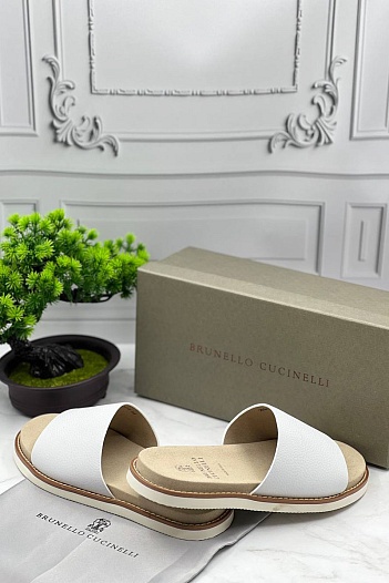 Мужские кожаные шлёпанцы Brunello Cucinelli   