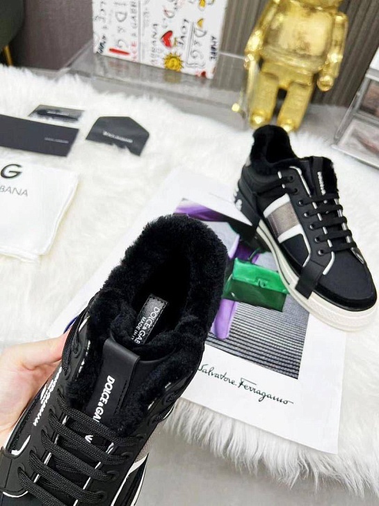 Мужские кроссовки с мехом Dolce & Gabbana Custom 2.Zero