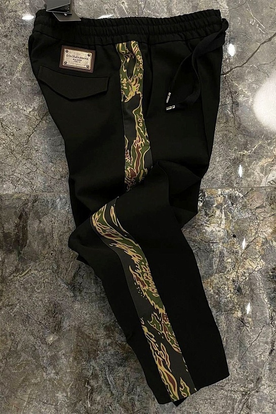 Чёрные штаны Dolce&Gabbana Camouflage Stripe