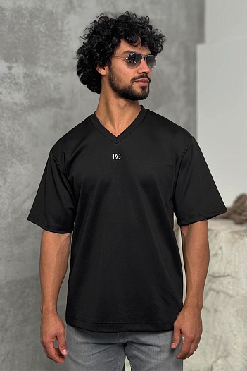 Чёрная оверсайз футболка Dolce&Gabbana logo-plaque   