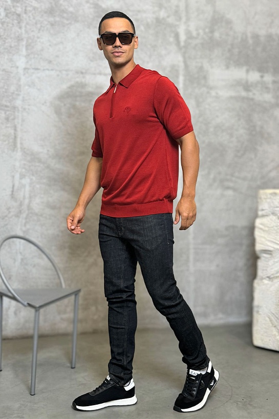 Мужское поло Stefano Ricci Eagle zip-neck - Red