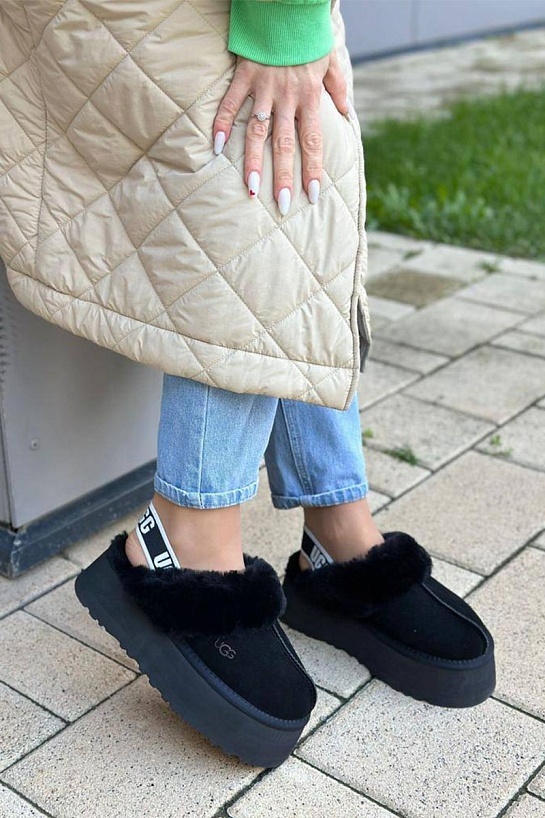 Замшевые женские слиперы с мехом UGG Funkette Platform
