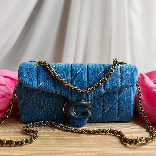 Джинсовая сумка Coach baguette 26x12 см