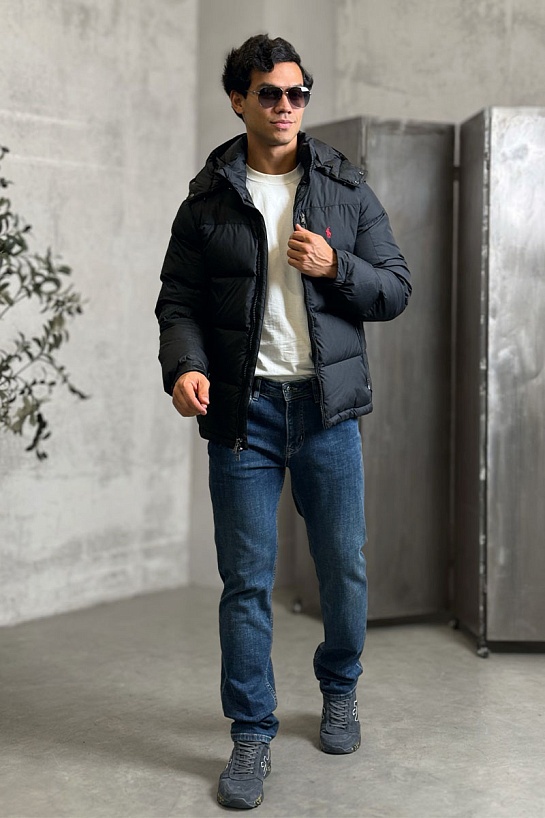 Мужской чёрный пуховик Роlо Ralрh Lаurеn pony-embroidered