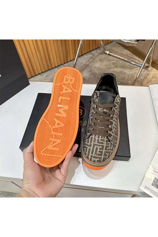 Мужские кроссовки Balmain Monogram B-Court - Brown