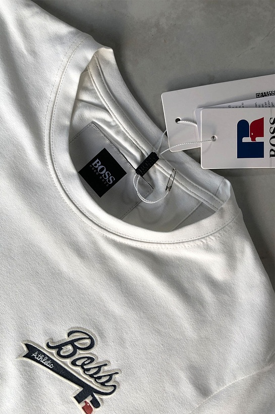 Мужская белая футболка Hugo Boss x Russell Athletic