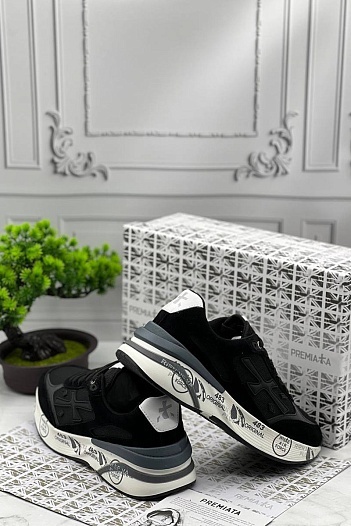 Мужские замшевые кроссовки Premiata Moe Run - Black   