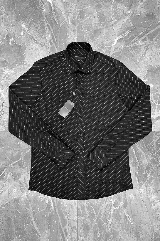 Мужская чёрная рубашка Emporio Armani logo-print