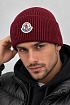 Мужская шапка бордового цвета Moncler logo-patch