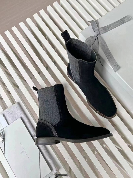 Женские замшевые ботинки Brunello Cucinelli Premium - Black