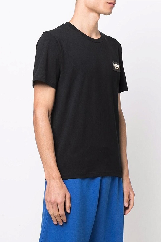 Мужская чёрная футболка Moschino logo-patch