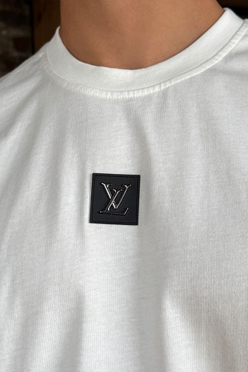 Брендовая оверсайз футболка Louis Vuitton белого цвета   