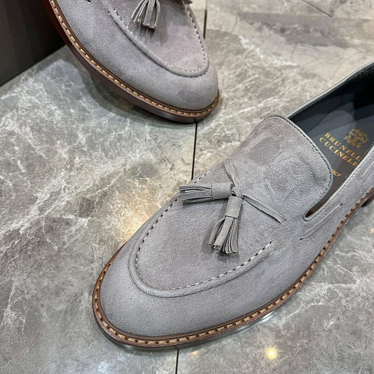 Замшевые лоферы Brunello Cucinelli tassels - Grey   