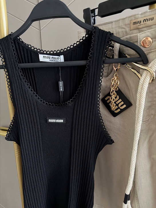 Женская чёрная майка MIU MIU premium