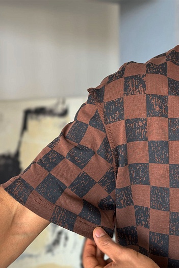 Мужская брендовая футболка Louis Vuitton Damier - Brown   