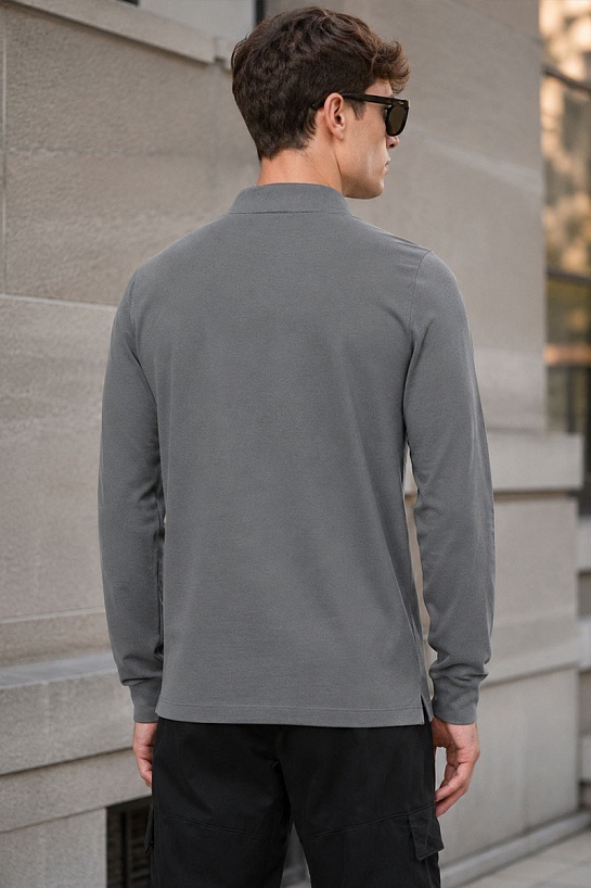 Поло с длинным рукавом Stone Island logo-patch - Grey