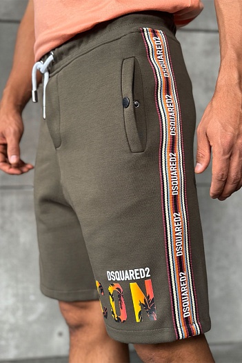 Мужские зелёные шорты Dsquared2 Icon tropical   
