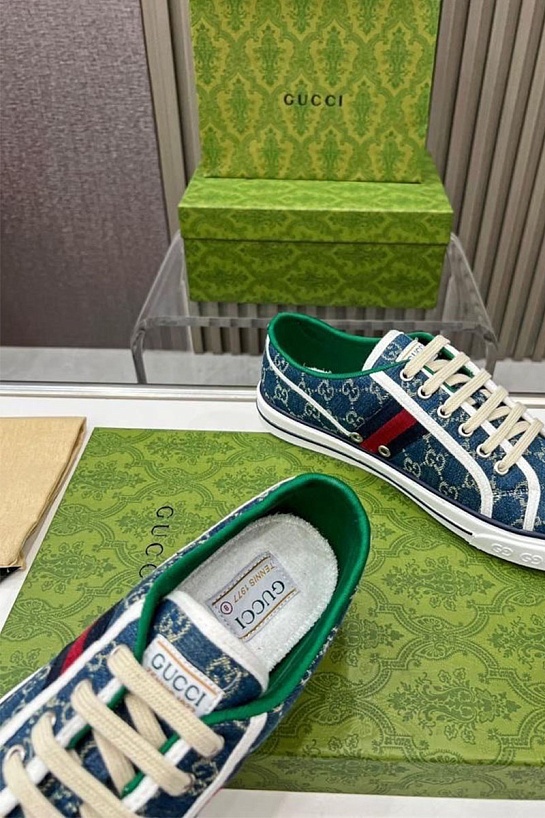 Мужские синие кросовки Gucci GG Monogram