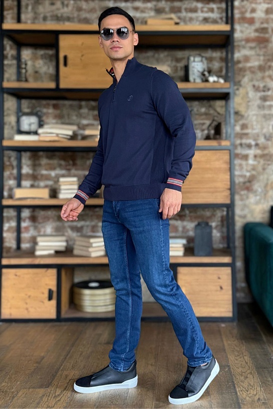 Мужской джемпер Burberry quarter-zip - Navy