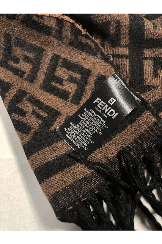 Мужской коричневый шарф Fendi FF Monogram 185x35 см