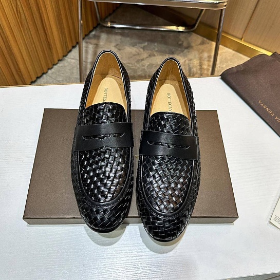 Мужские кожаные лоферы Bottega Veneta Intrecciato - Black